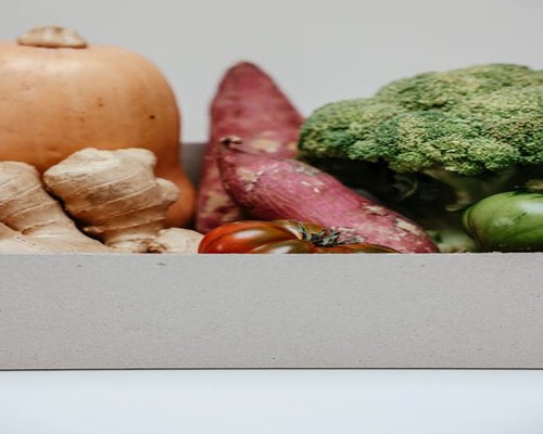 Assortment of fresh fruits and vegetables rich in potassium